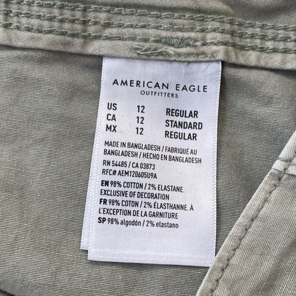 American Eagle Baggy Jogger Cargo Pants Women 12 Stretch Green Utility Wide Leg - Picture 7 of 13